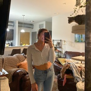 princess Polly cropped button up sweater